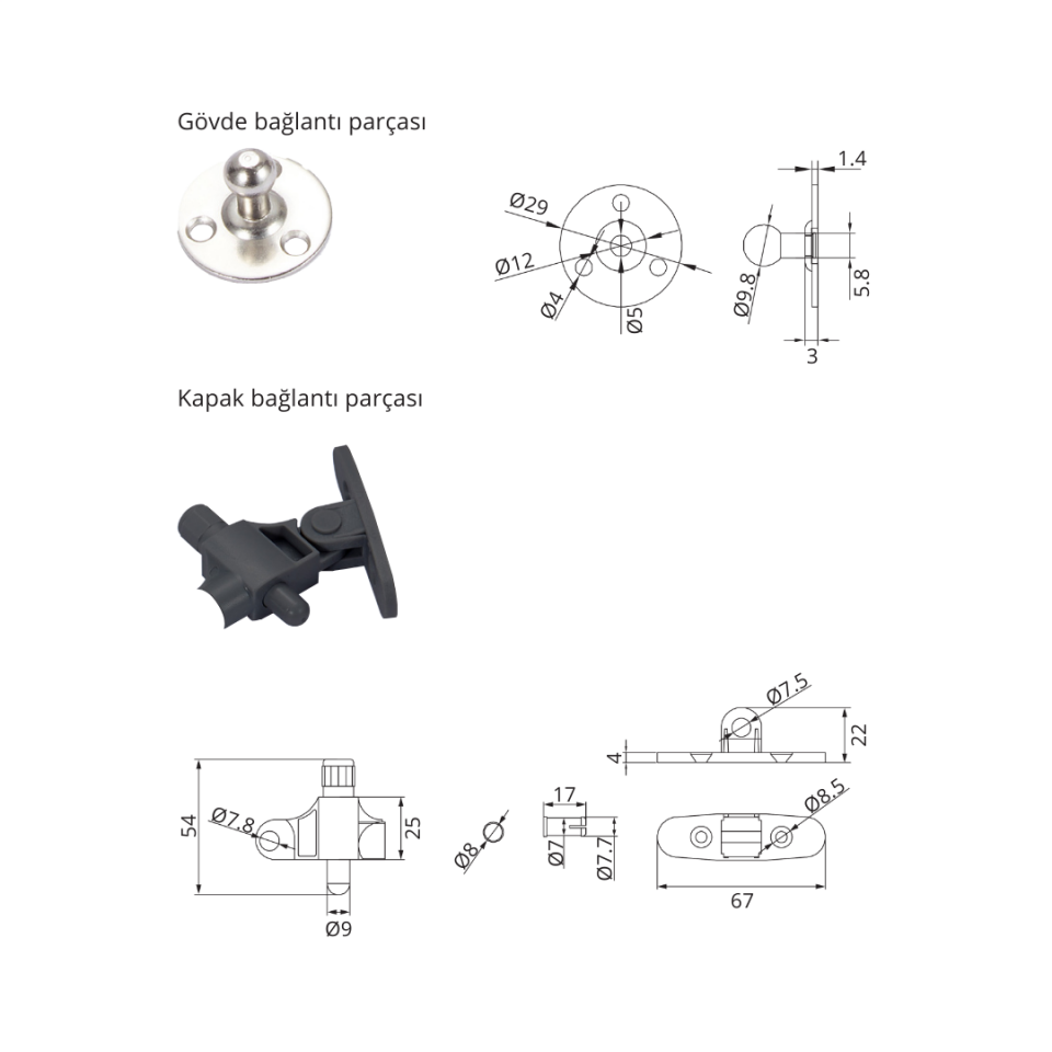Hafele Runa Plus Gazlı Piston Frenli 120N Beyaz