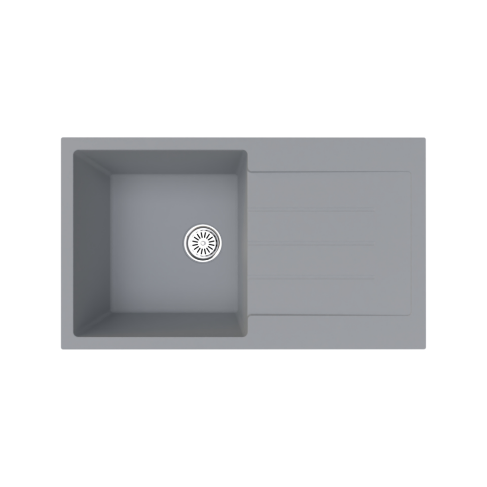 Vantole Granit Eviye 860x500mm Damlalıklı Tek Gözlü Gri