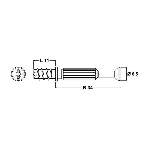 Hafele Minifix Mil 34/5/11mm (100 Adet), Galvaniz