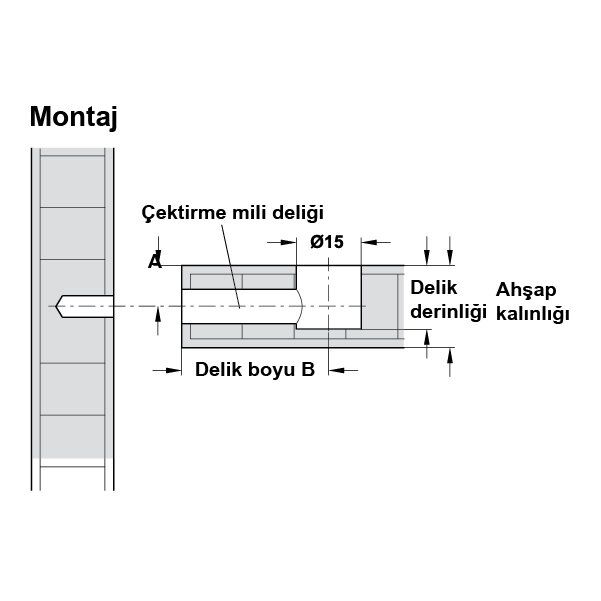 Hafele Minifix Faturasız Gövde 15/18mm (100 Adet), Siyah
