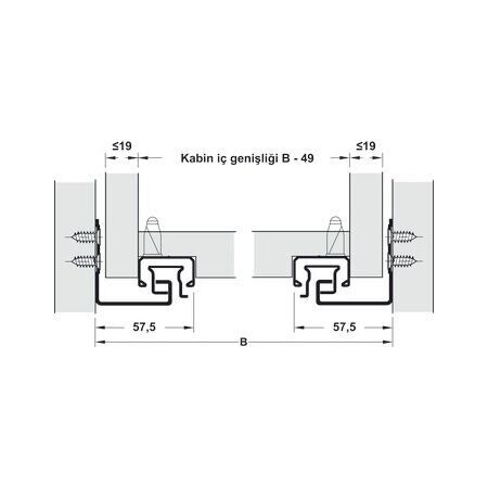 Hafele Pow, Tam Açılım Yavaşlatıcılı Gizli Ray 400mm