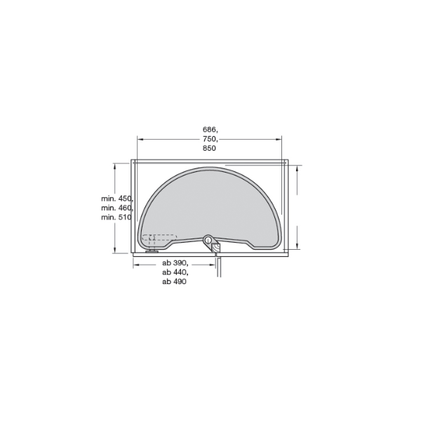 Hafele Jet 180 Köşe Kiler Seti Beyaz Çap 85cm