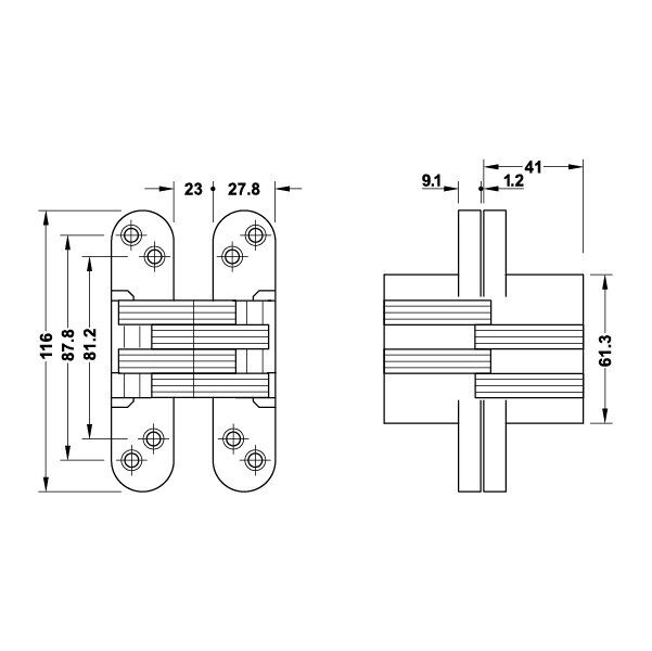 Hafele Gizli Menteşe CMH 85 85Kg Mat Krom