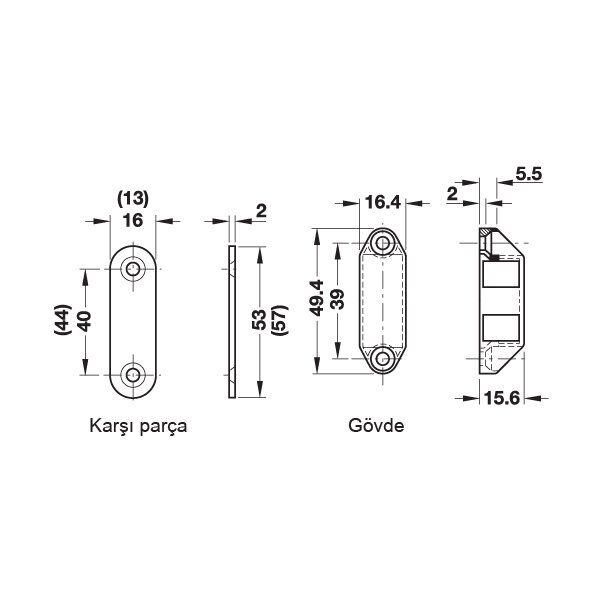 Hafele Mıknatıs 4kg 16,4x16x49,4mm, Parlak Krom Renk