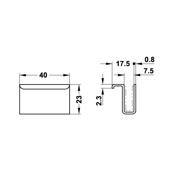 Hafele Cam Kapak Karşı Parça 40x17,5x23mm, Krom Renk