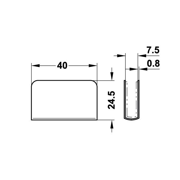 Hafele Cam Kapak Karşı Parça 40x7,5x24,5mm, Krom Ren