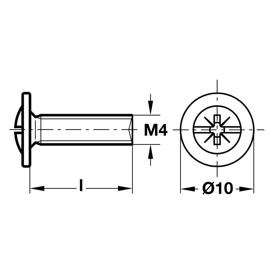Hafele Kulp Vidası M4x20mm, Galvaniz (100 Adet)
