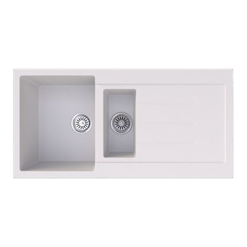 Vantole Bodrum-04 Granit Eviye 1,5 Göz Damlalıklı Beyaz
