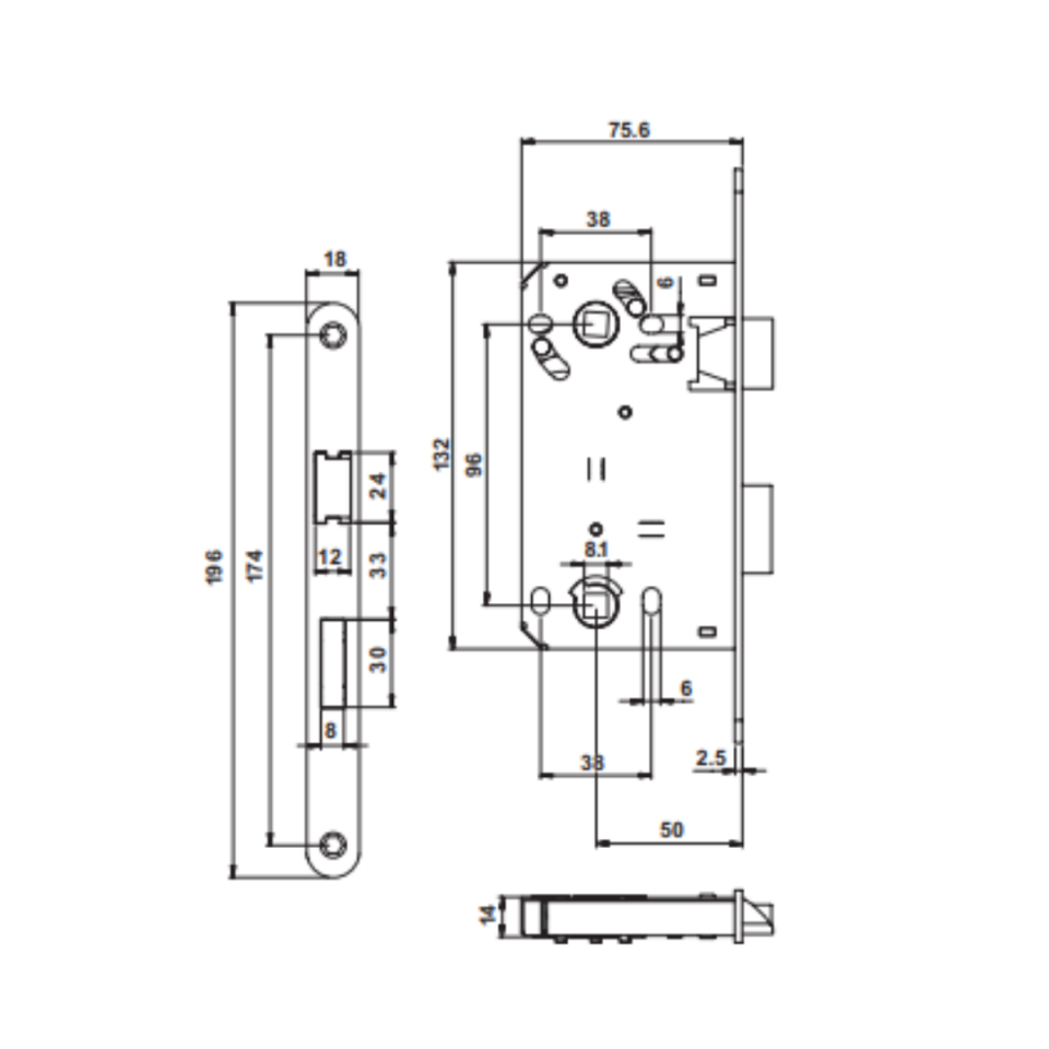 Hafele H50.05 Sessiz Kilit WC 50/18mm Mat Siyah