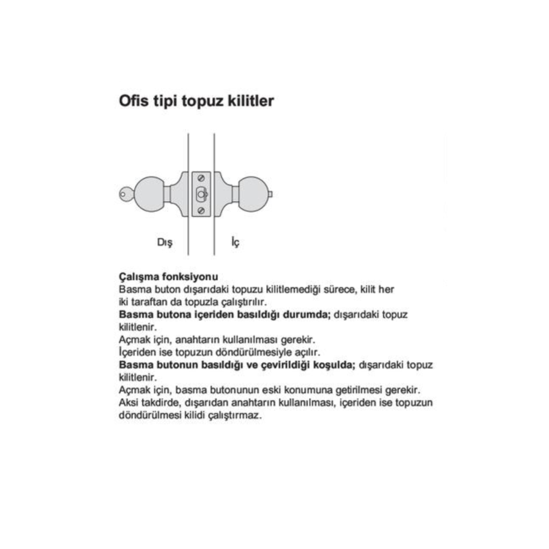 Hafele Topuz Kilit Seti Ofis Tipi P.Çelik Mat