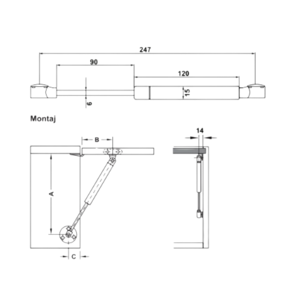 Hafele Runa Gazlı Piston 80N Beyaz